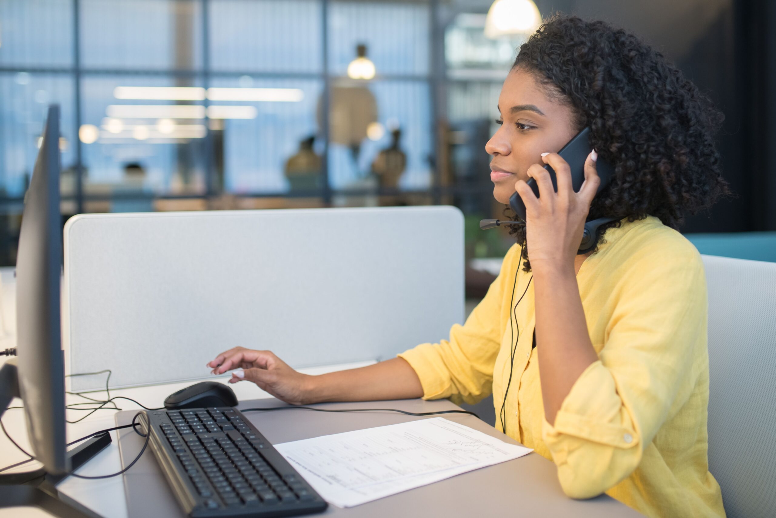 Business professionals communicating and working together